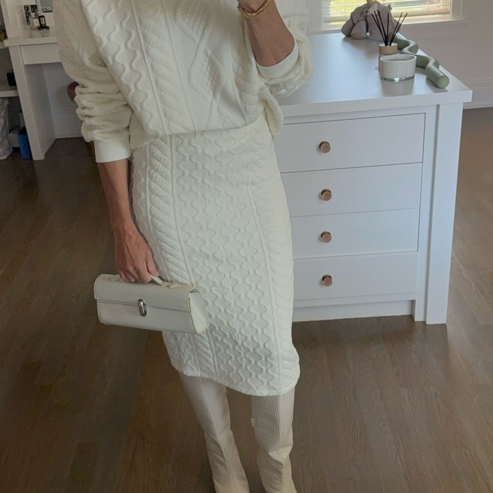 Zara Cream Cable Knit Pencil Skirt - Picture 4 of 5